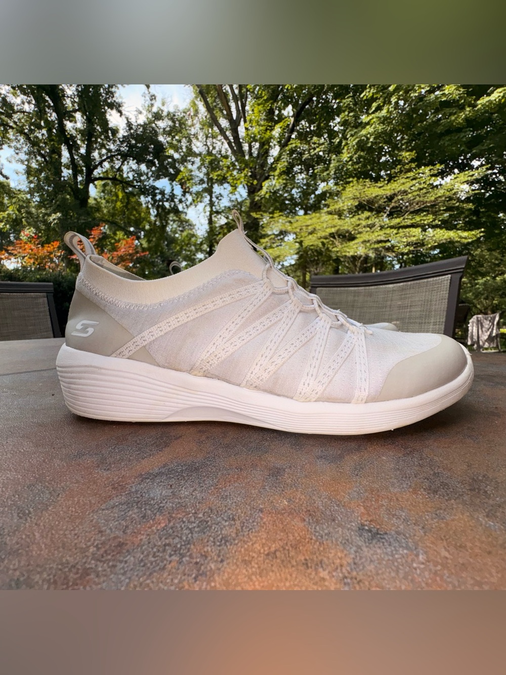 Skechers Skech-Air White Slip-On Sneakers Air Cooled Memory Foam Women’s 7.5